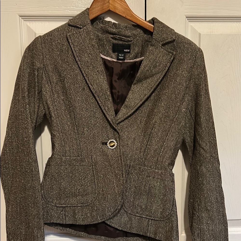 H&M Brown Blazer Tailored Suit Jacket